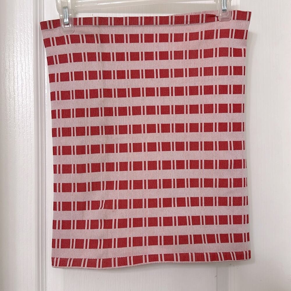 Red squares mini skirt one size
